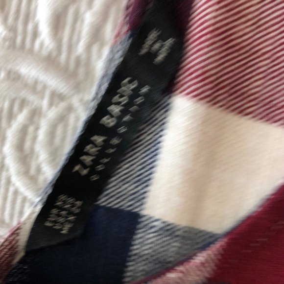 NWOT ZARA Crop Wide Cut Buffalo Plaid Linen Top XS - Picture 4 of 5